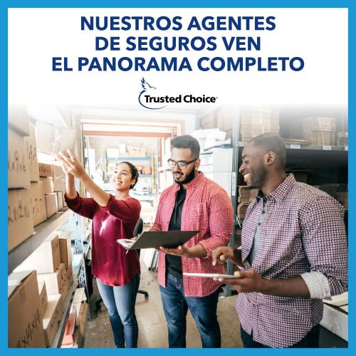 Team of three working in a warehouse