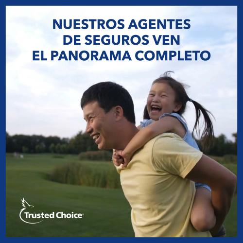 Dad carrying his daughter by piggy back - center text